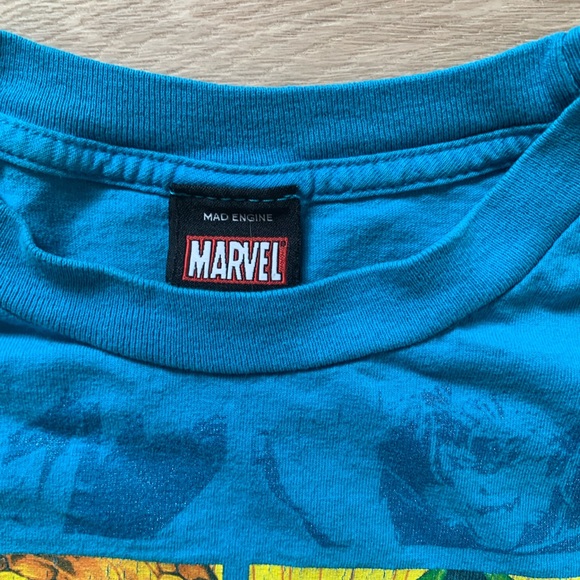 Marvel Mad Engine Shirt Y2K Heros Vs Villains Size XL Light Blue - Picture 3 of 9